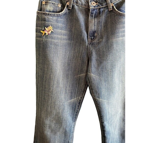 VINTAGE ZENA Jeans Bootcut Mid Rise Embroidered Floral Womens Size 8 Cot… - Picture 4 of 10
